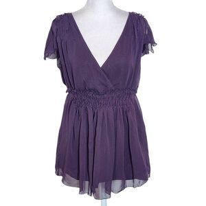 Old Navy Maternity Purple Flutter Sleeve Top with Pintucking Size Small